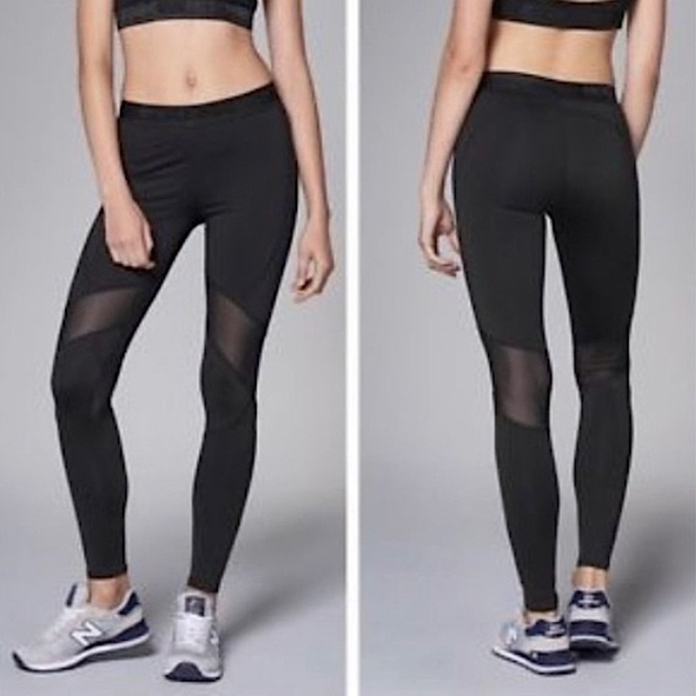 Abercrombie & Fitch leggings mesh panel black workout athletic active 7/8 small